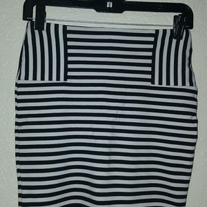 Black and white striped mini skirt